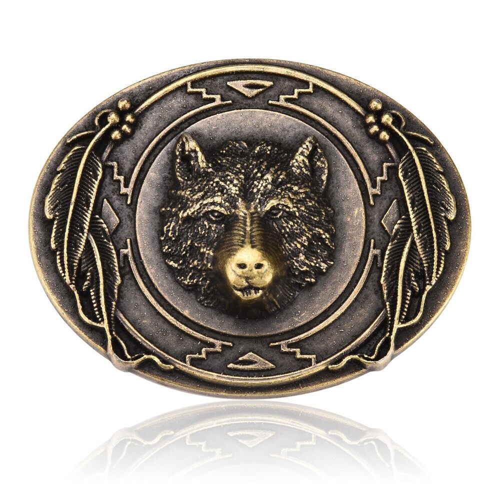 1645 Western Belt Buckle Bear Belt Buckle Cowboy Rodeo Feather Engraved